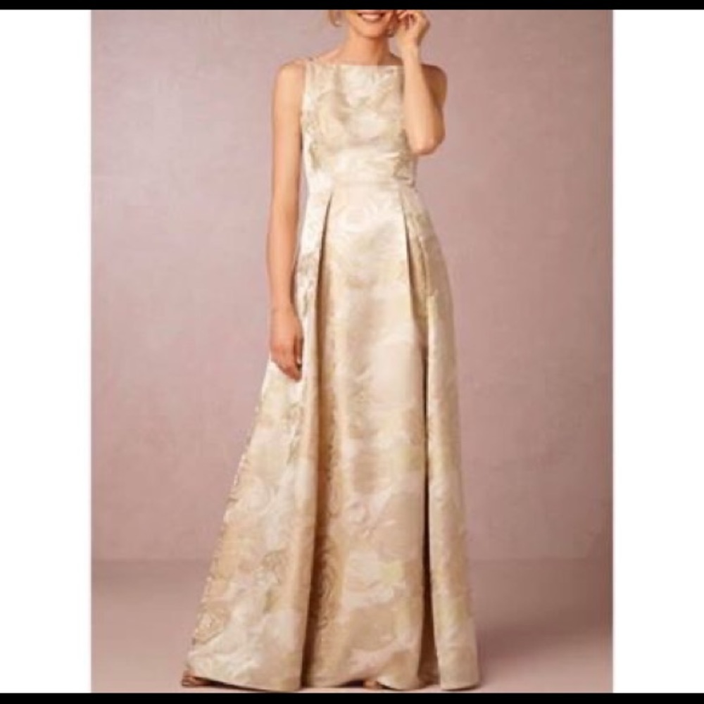 Adrianna Papell gold floral gown
